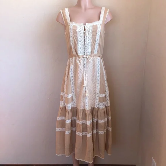 (SOLD) Spell Cinder Midi Dress in Nude ~ S - Picture 1 of 10
